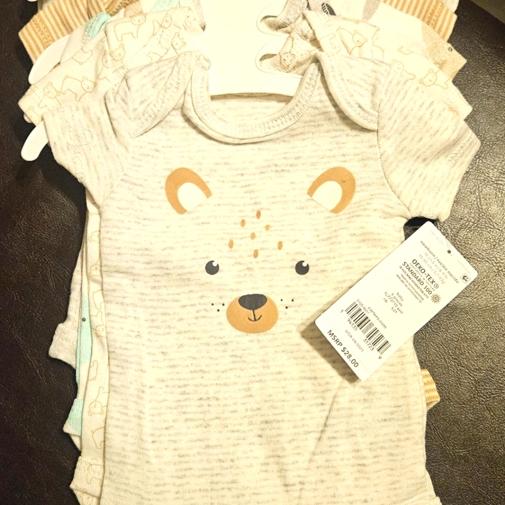 New Carter's Baby Infants 5 Pack Bodysuits Rompers Newborn
